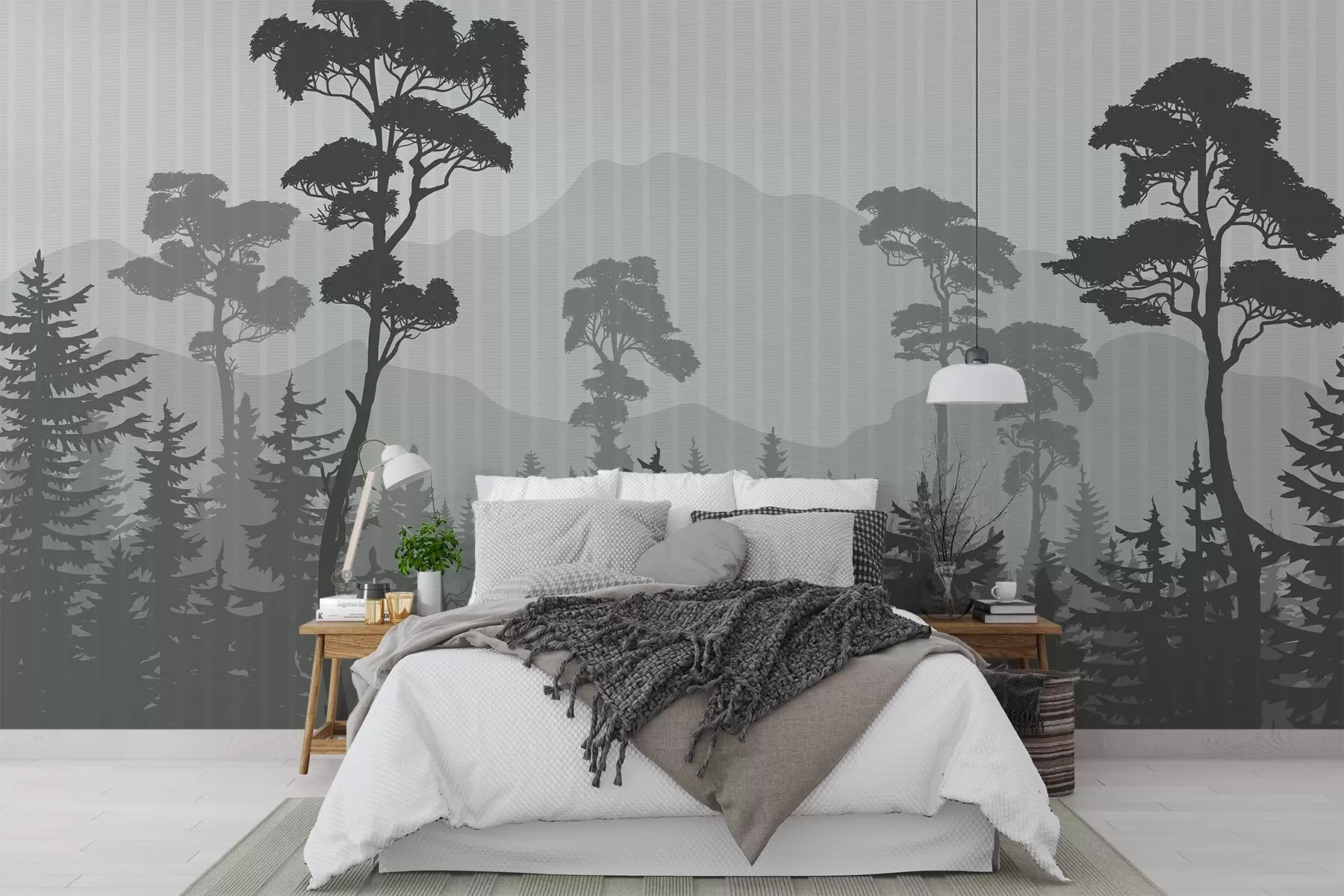 Fototapet Bergsskog i dimmigt dis w03538v2