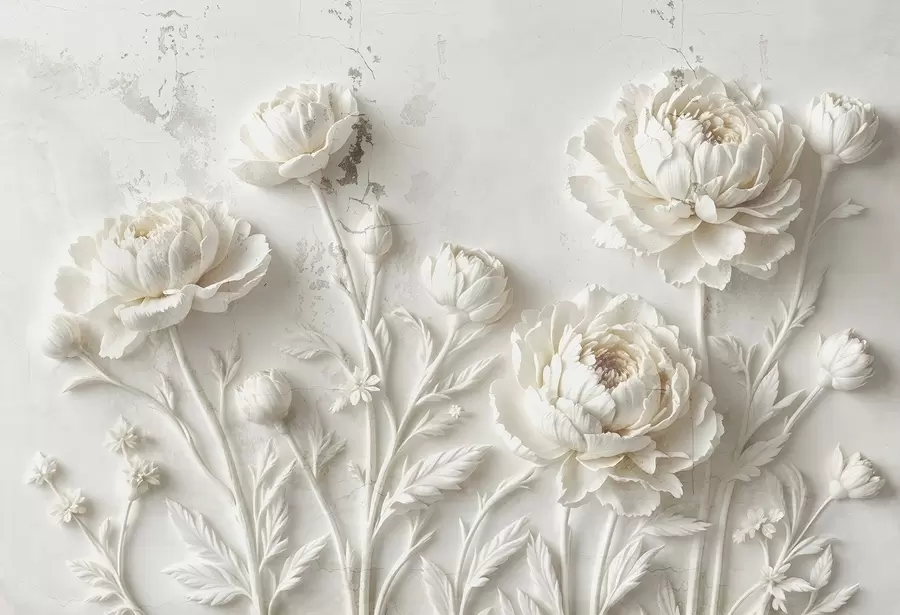Fototapet Blommor på en betongbakgrund i grungestil w03553