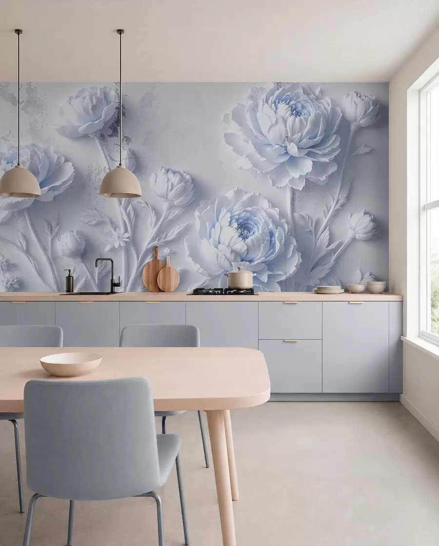 Fototapet Blommor på en betongbakgrund i grungestil w03553v1