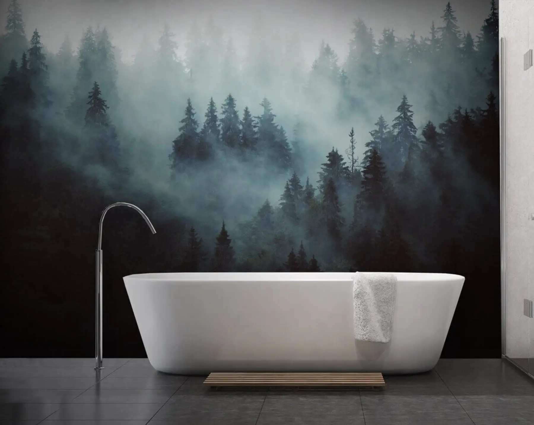 Fototapet Vacker skog i dimman u54118