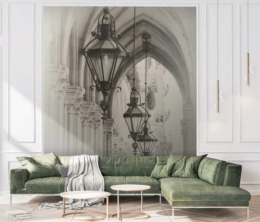 Fototapet Gatubelysning, lampa och konst u57433