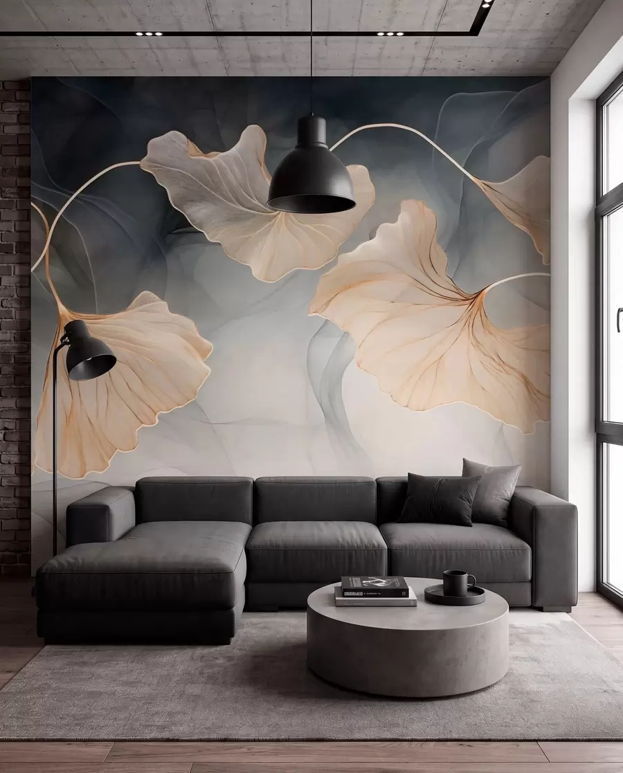 Fototapet Abstrakt bild av ginkgo w03511