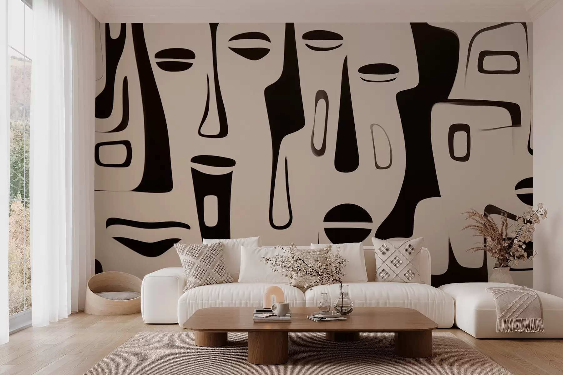 Fototapet Grafisk bild av abstrakta ansikten w03504