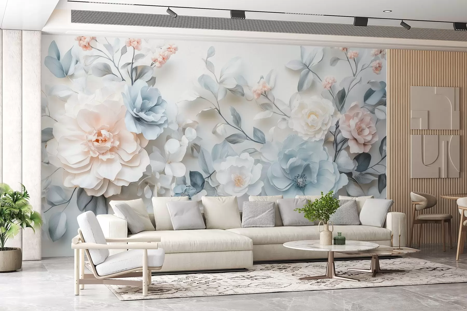 Fototapet skira luftiga blommor med en volymeffekt i stil med oljemålning w03457