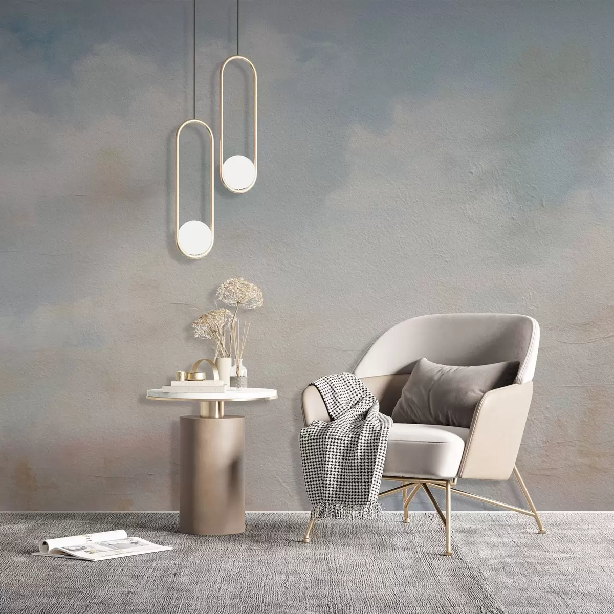 Fototapet Abstrakt himmel med moln i grunge-stil w03603