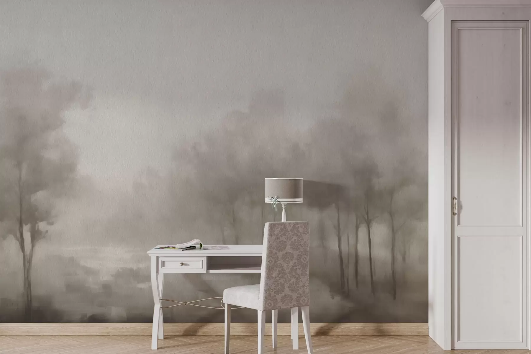 Fototapet Abstrakt skog i ljusgrå toner w03596v1