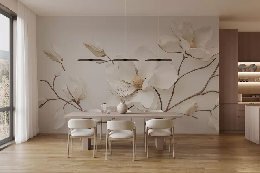 Fototapet Magnoliablommor i skira pastellfärger w03645