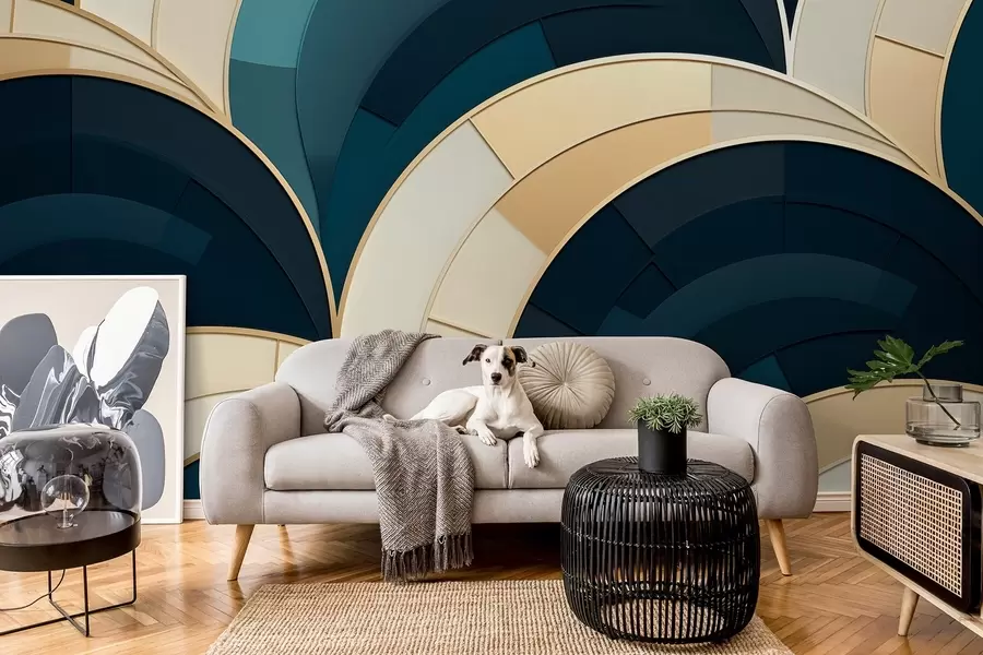 Fototapet Abstrakta blågula figurer w08991