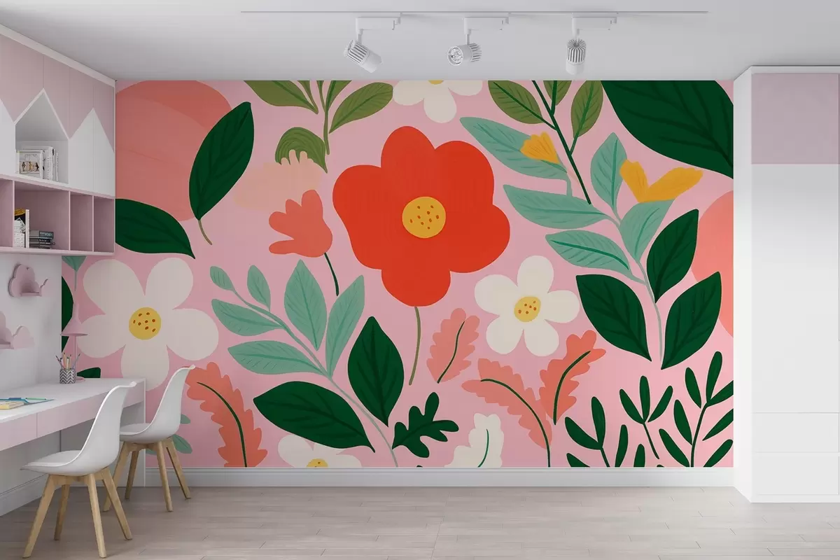 Fototapet Färgglada stora blommor i rika nyanser w08992