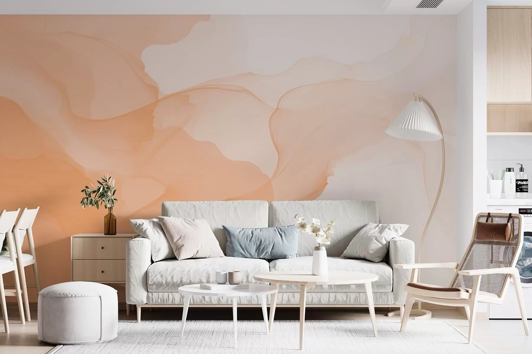 Fototapet Orange rök på vit bakgrund w09026