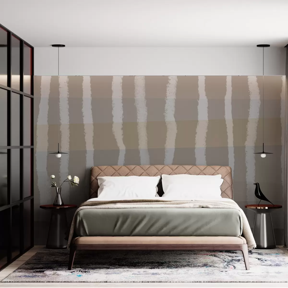 Fototapet Lines of Calm,Vertikala vågiga linjer, repetitivt mönster, geometriska former, mjuk gradering w03788