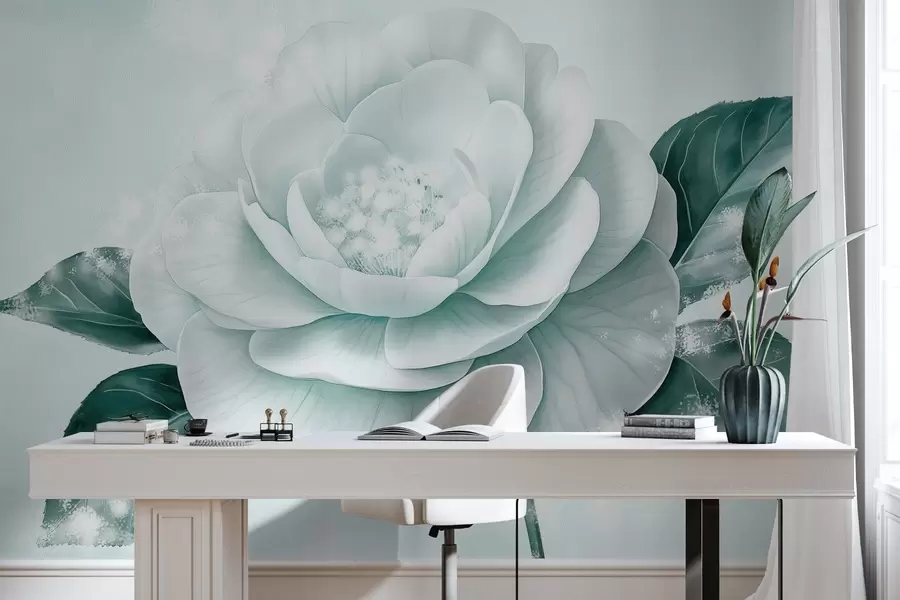 Fototapet Vacker pionblomma i blå färger w03757v1