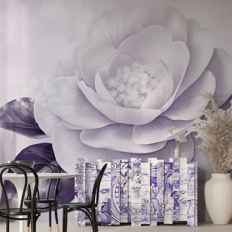 Fototapet Vacker pionblomma i lila färger w03757v2