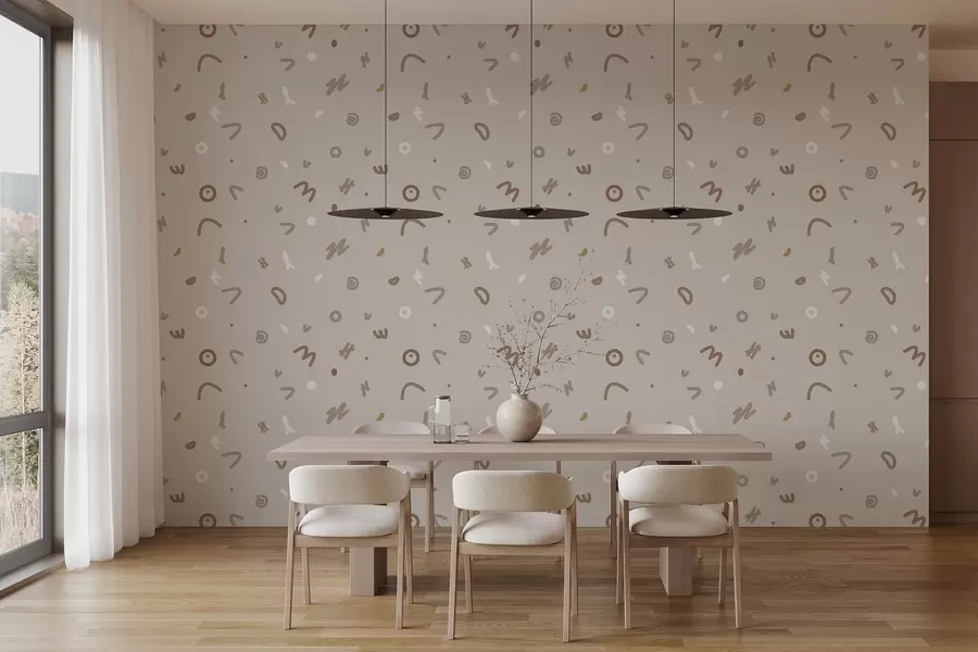 Fototapet Abstrakta barnsymboler i beige palett w03813