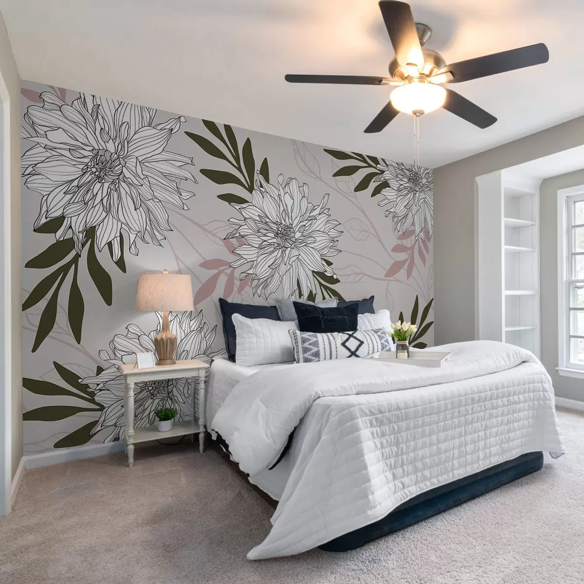 Fototapet Blommor och blad w03859