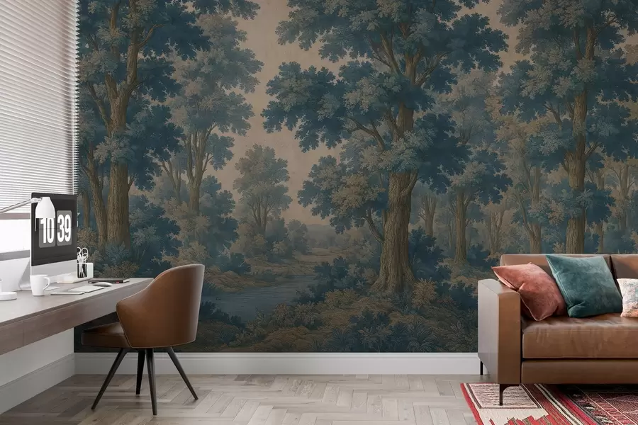 Fototapet Modern bild av en skog i grungestil w03822