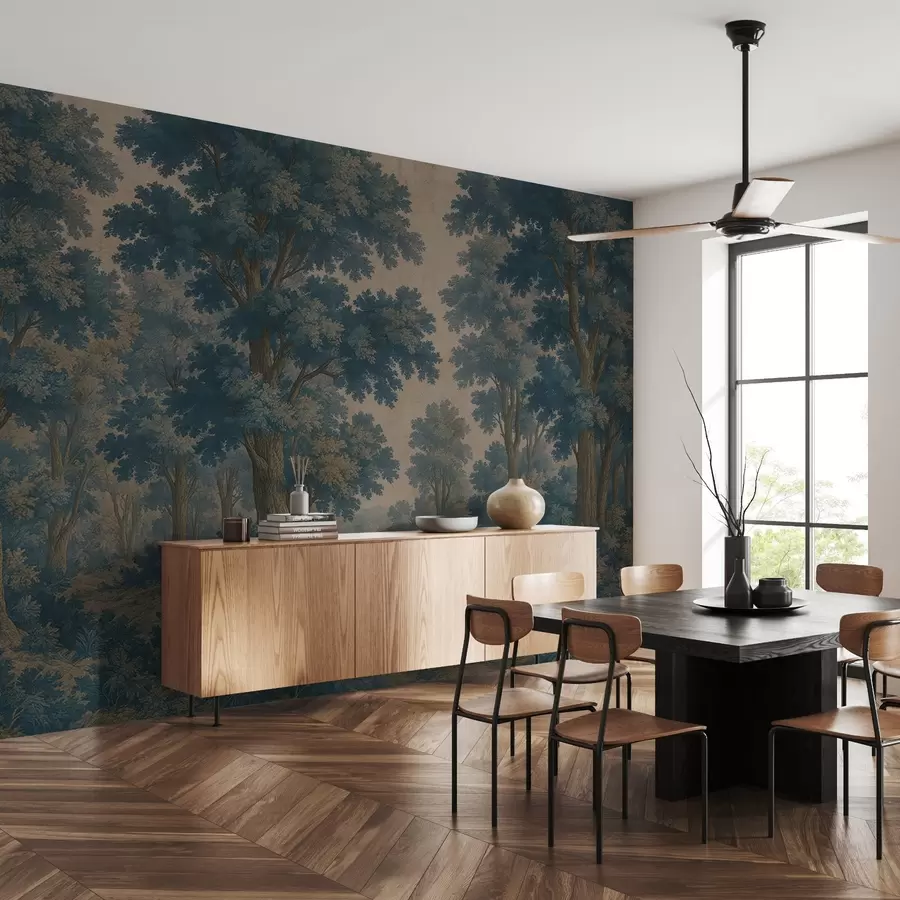 Fototapet Modern bild av en skog i grungestil w03822