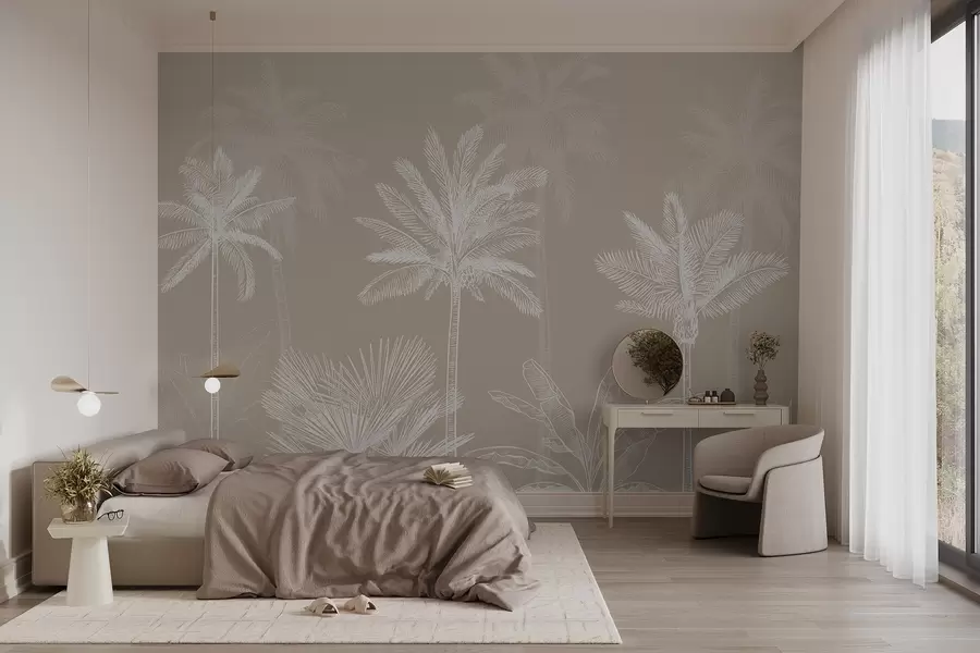 Fototapet Vita palmer w03831