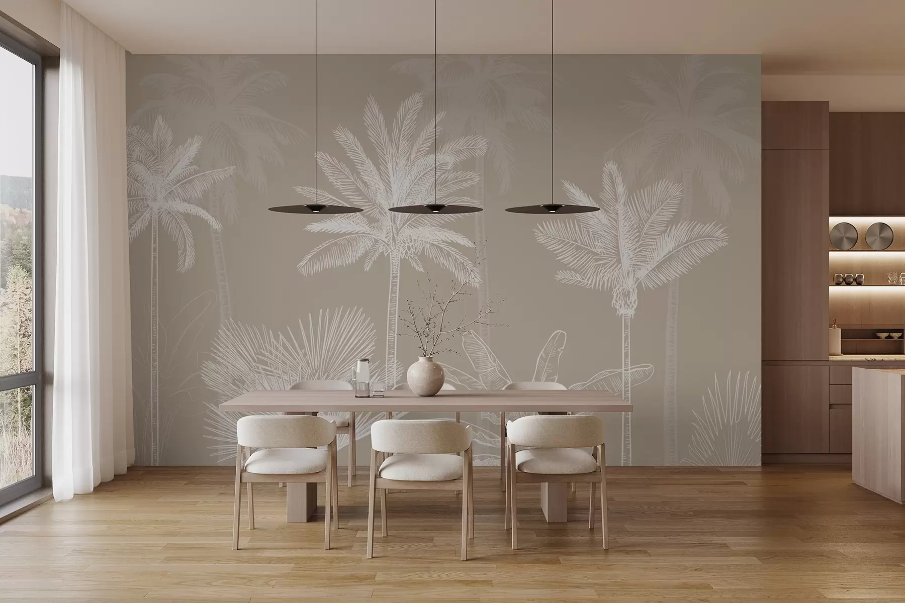 Fototapet Vita palmer w03831