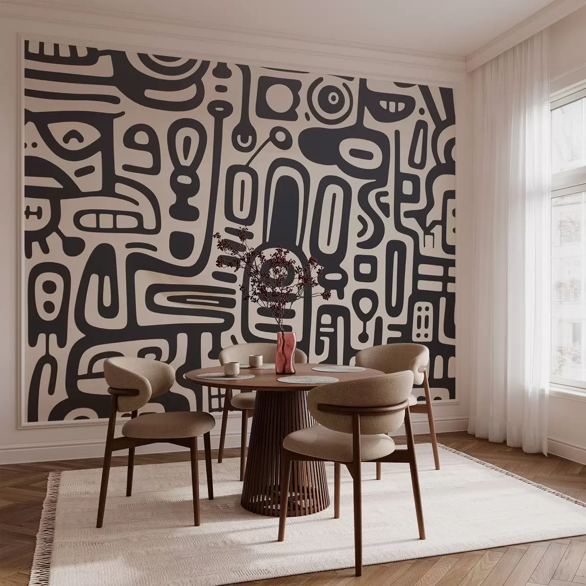 Fototapet Grå graffiti på beige bakgrund w03834