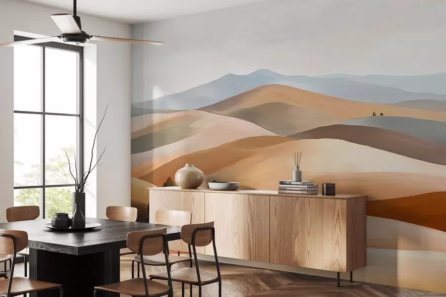 Fototapet Landskap med träd, Toscana, naturliga färger, oljestil w03880