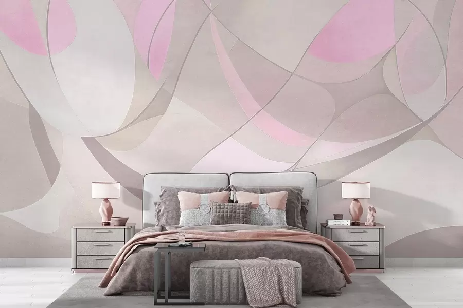 Fototapet Geometrisk abstraktion, dämpade rosa och beige färger w03878v1