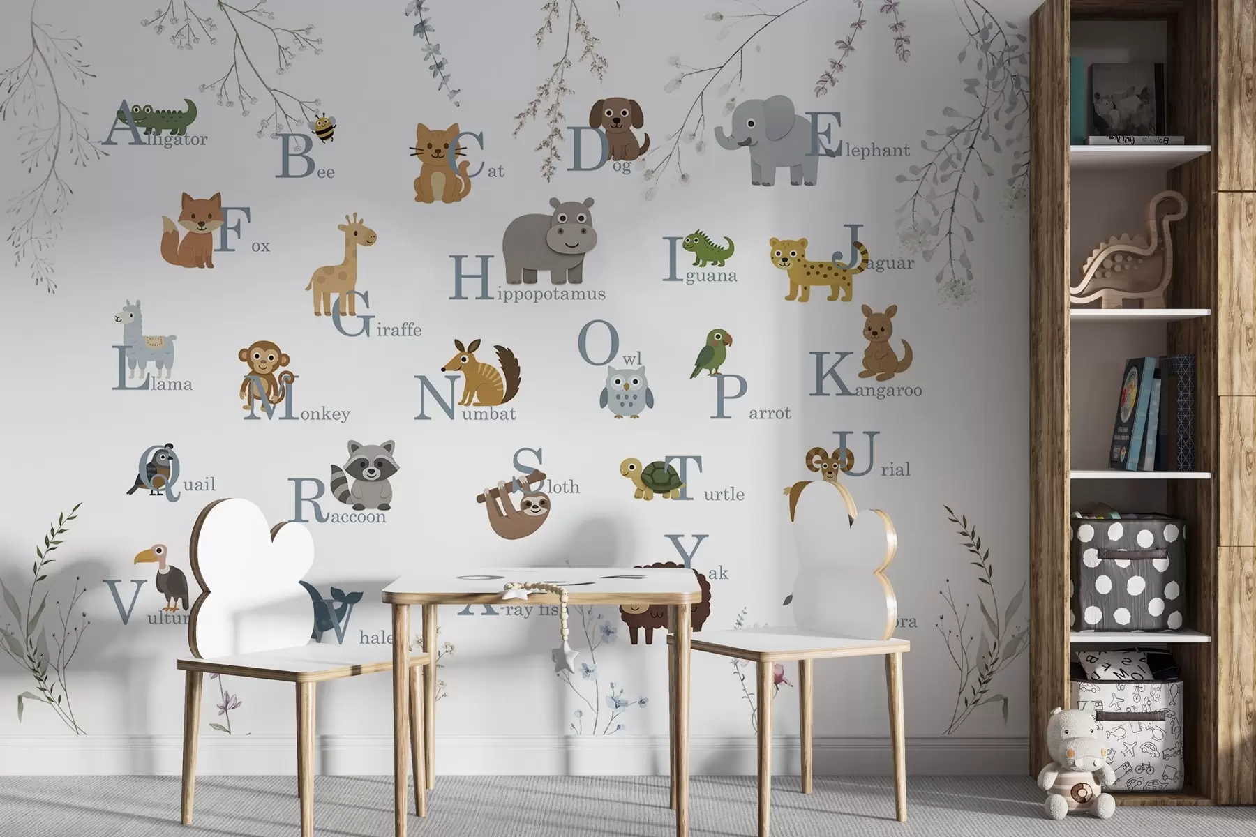 Fototapet Minimalistiskt alfabet med blå bokstäver w03808