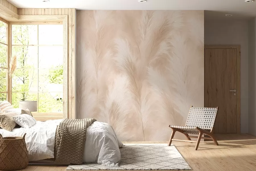 Fototapet Pampasgräs i beige och rosa toner w09077