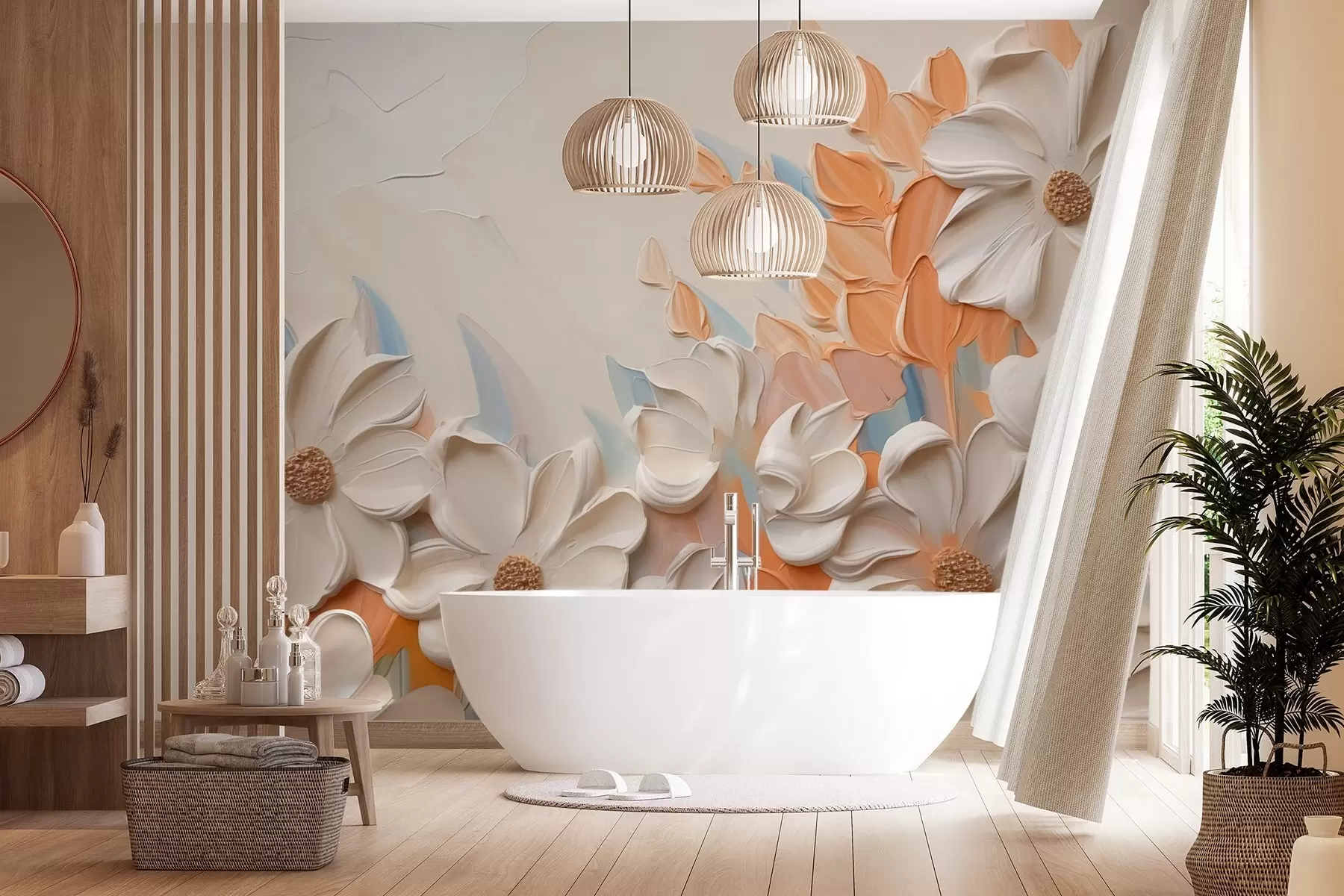 Fototapet Blommor imitation målning w03900