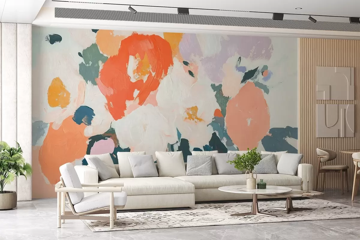 Fototapet Abstrakta blommor i akryl w09070