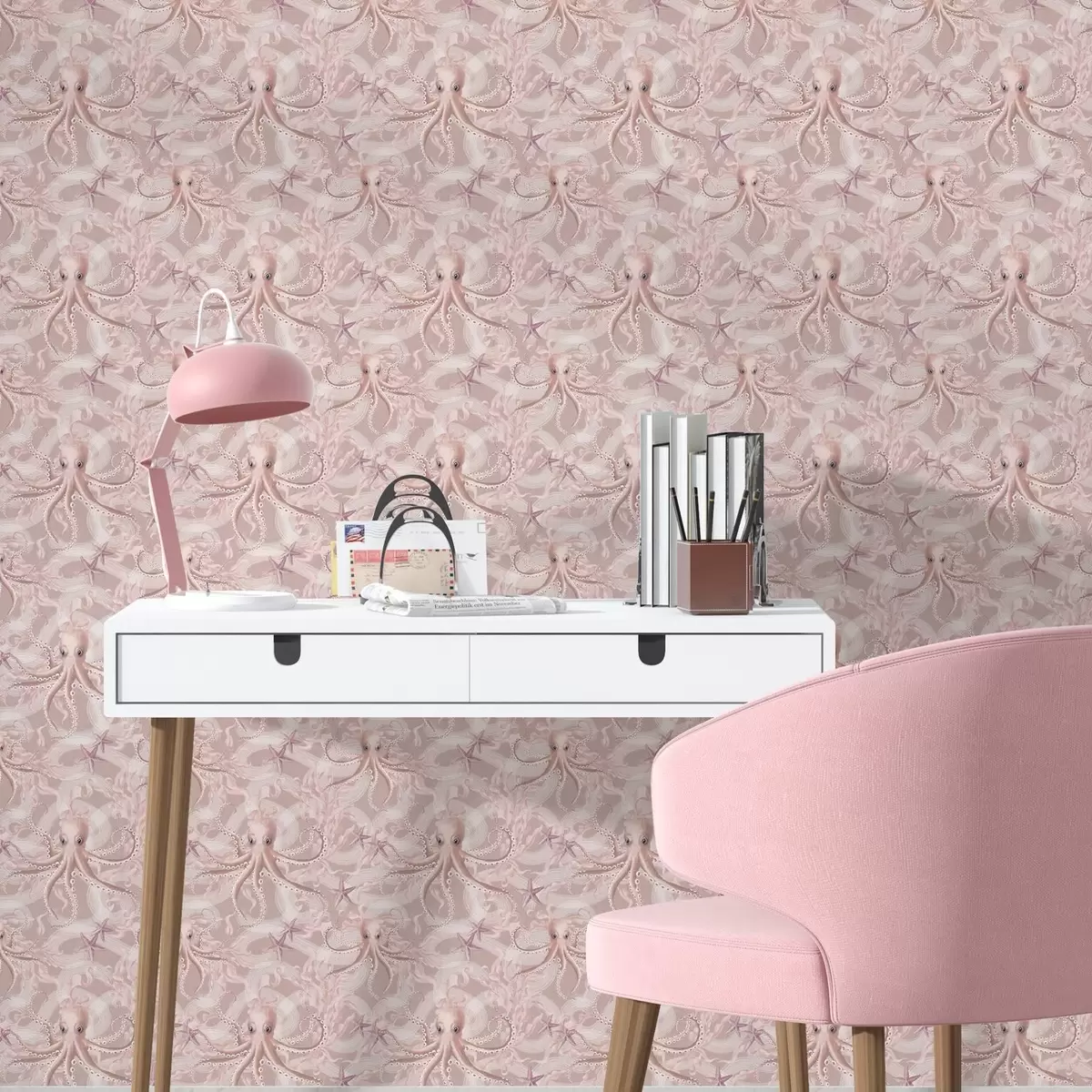 Bakgrund Bläckfiskar på rosa bakgrund a00120