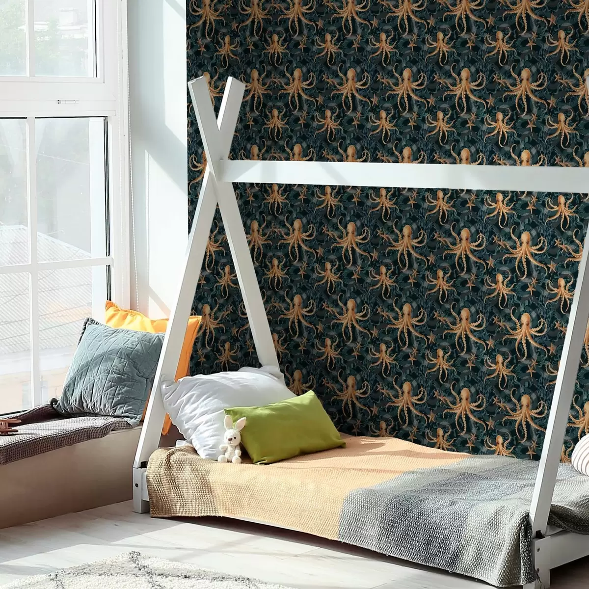 Bakgrund Bläckfiskar på mörkblå bakgrund a00120v1