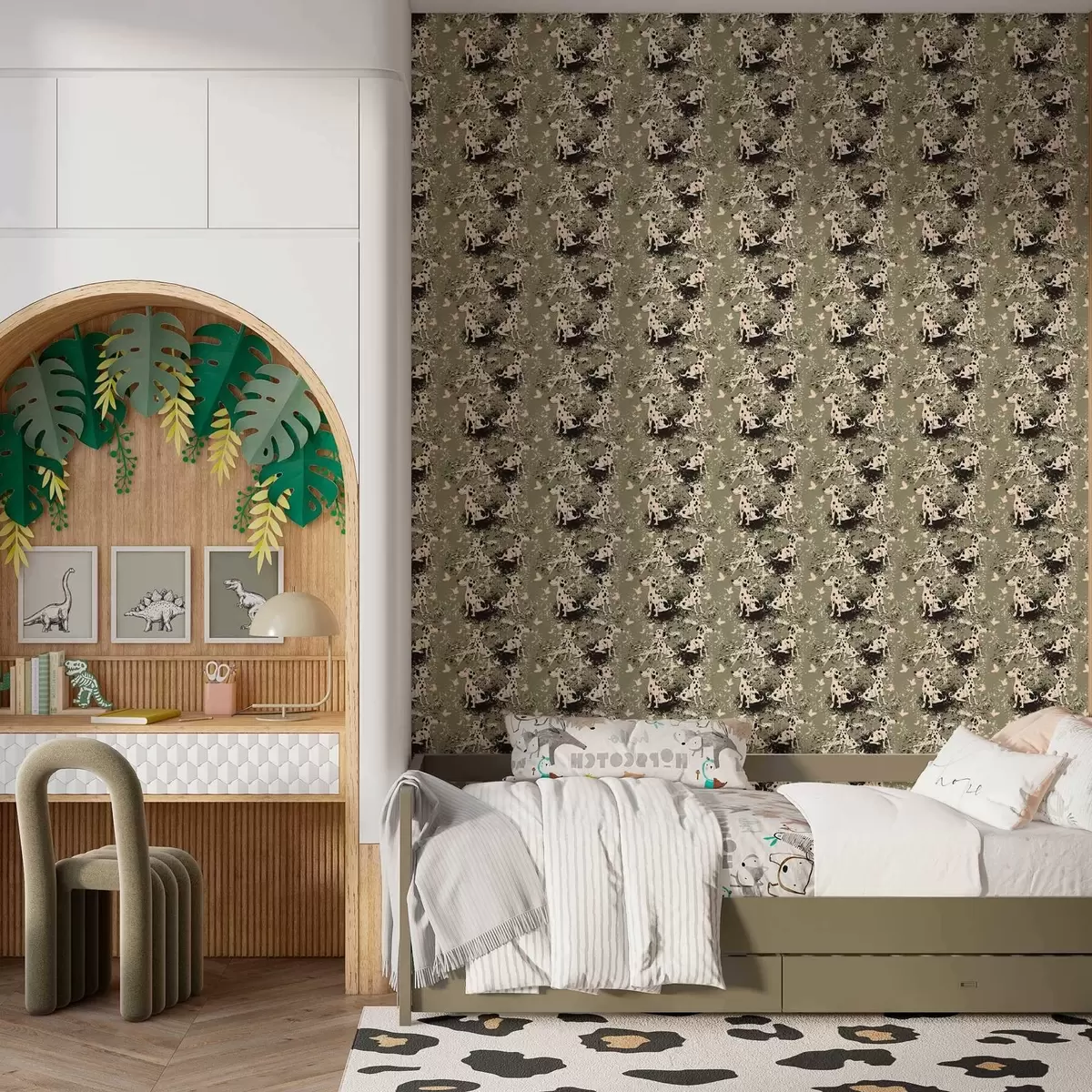 Bakgrund Dalmatiner på en olivfärgad bakgrund a00122