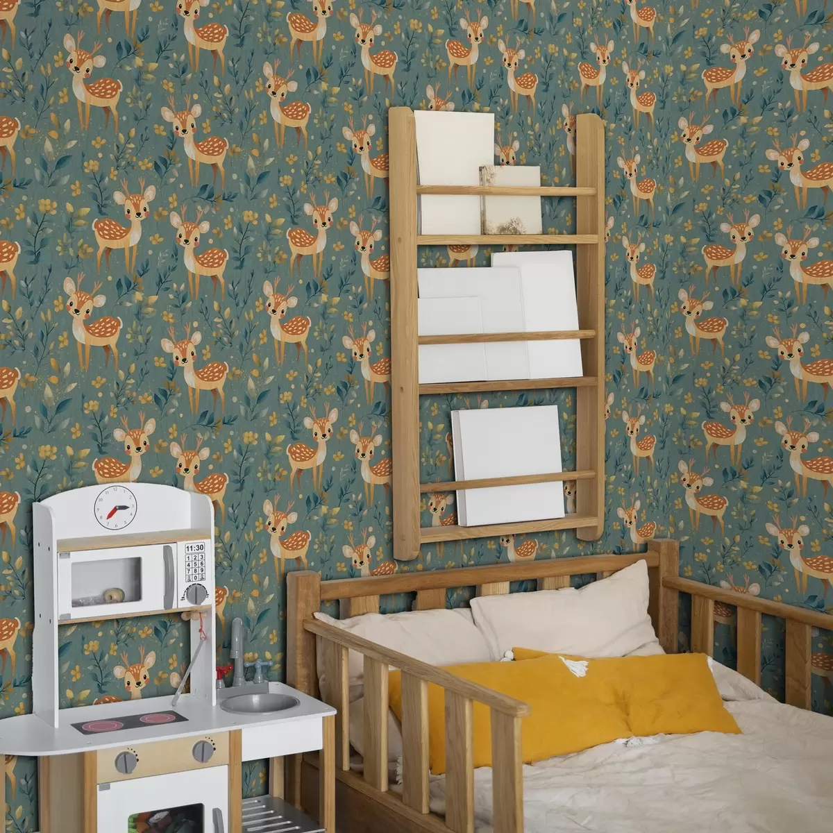 Bakgrund Hjortunge i skogen med gula löv a00124v1