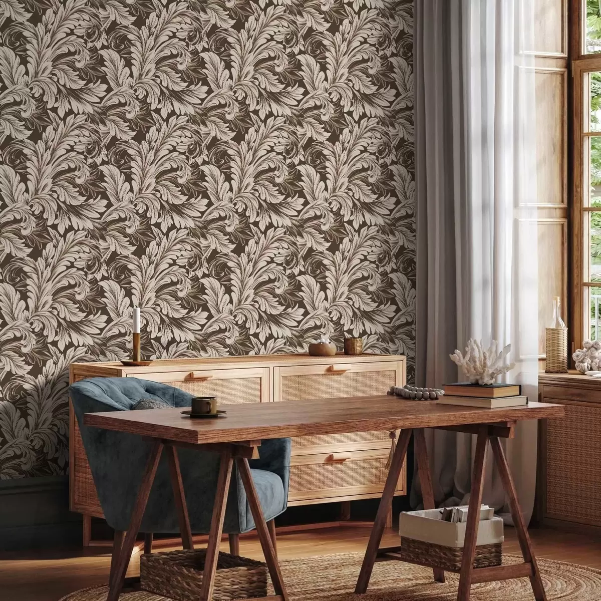 Bakgrund Barockmönster med löv på en mörk bakgrund a00135v5