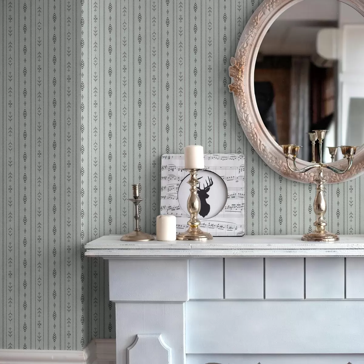 Bakgrund Etniskt motiv med mönster i grå och mintfärger a00138