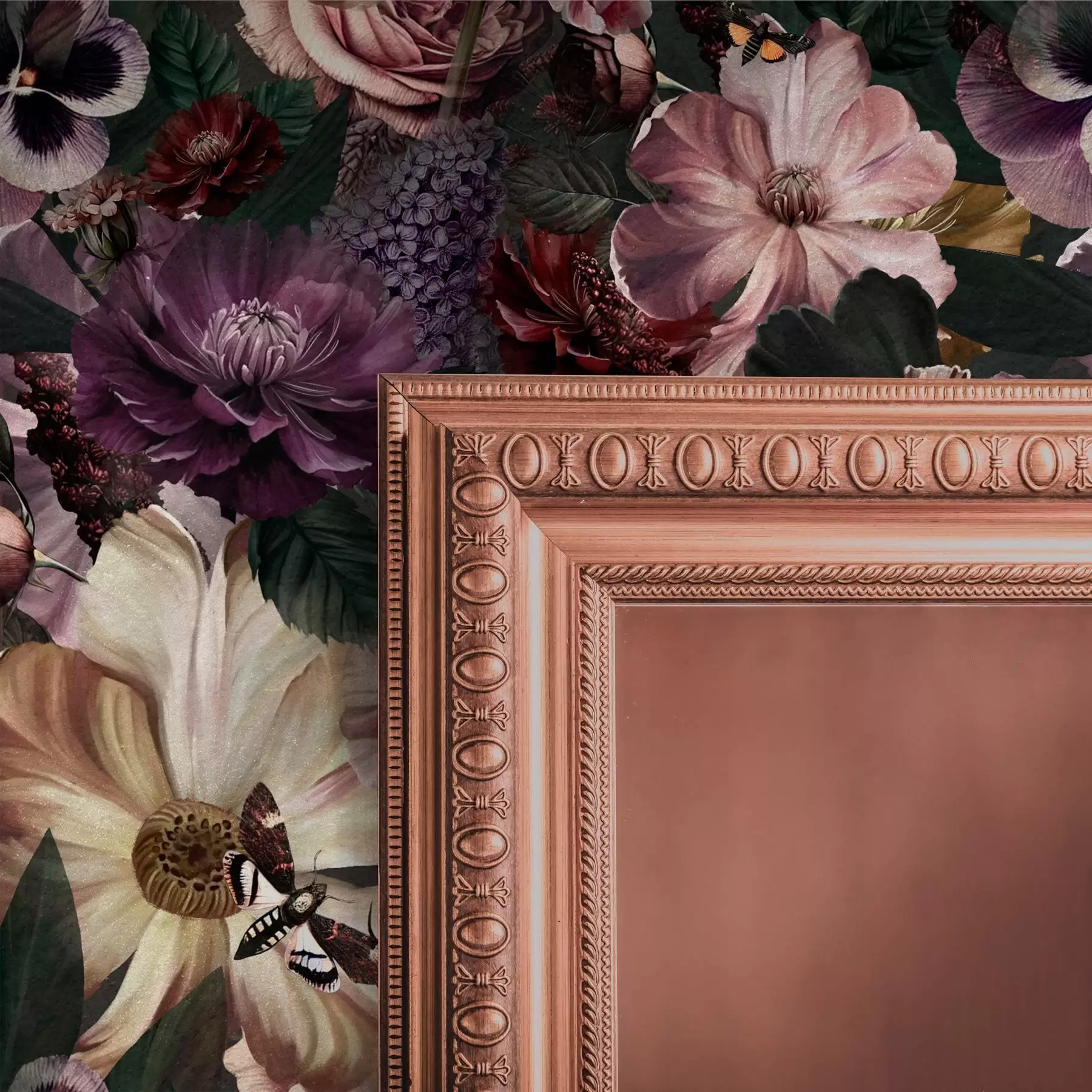 Fototapet Konstblommigt tryck i mörka färger a00147