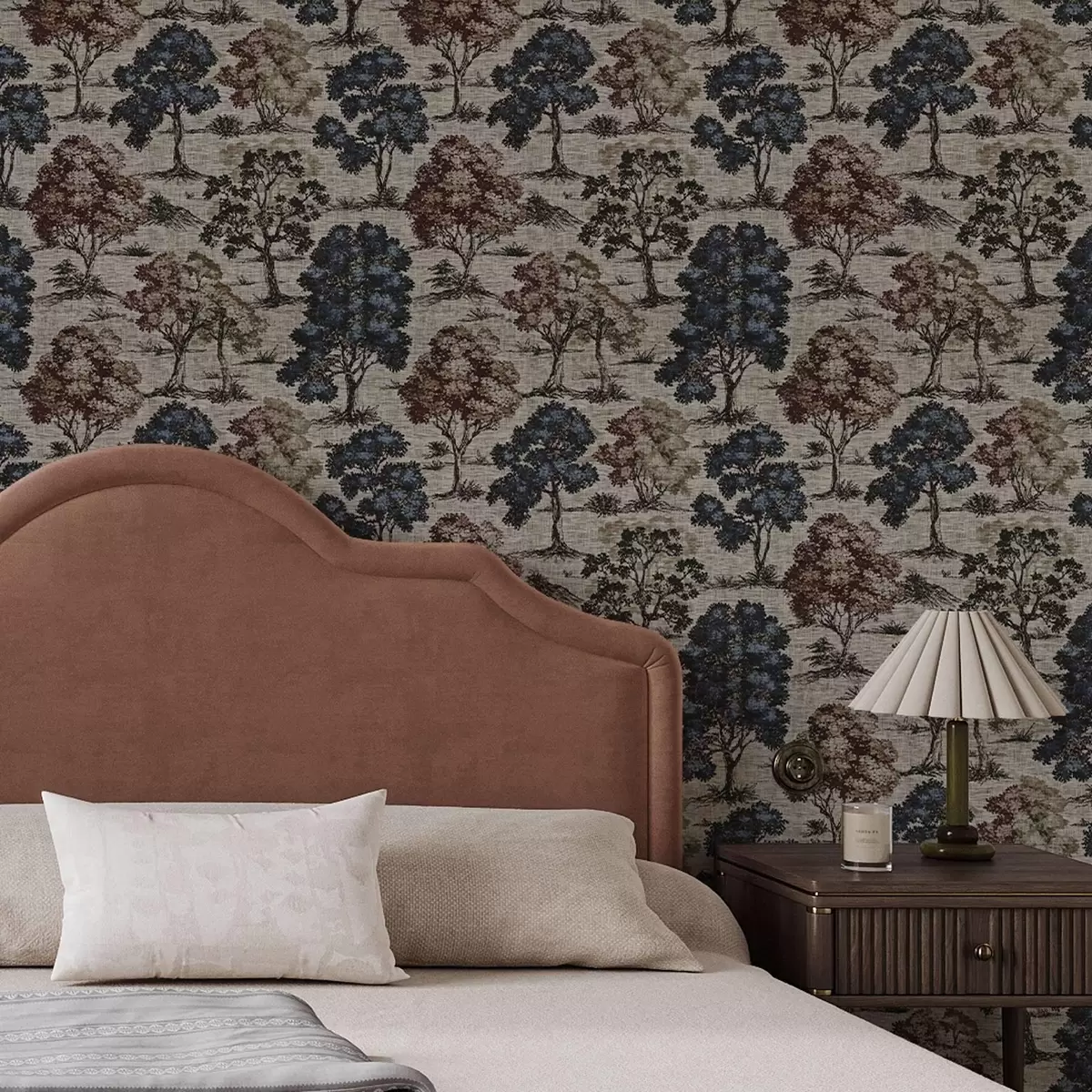 Bakgrund Grafik med träd på ljus linnebakgrund a00152