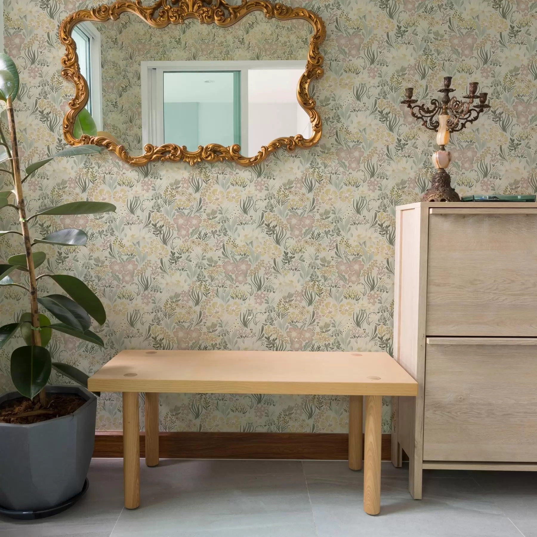 Fototapet Blommigt tryck i pastellfärgad palett a00154v1