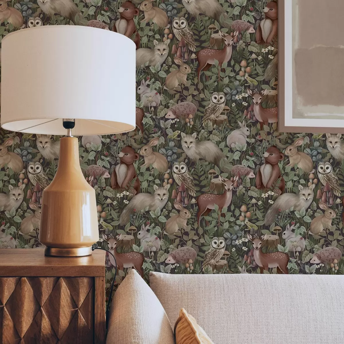 Bakgrund Skogens djur i sagostil a00156