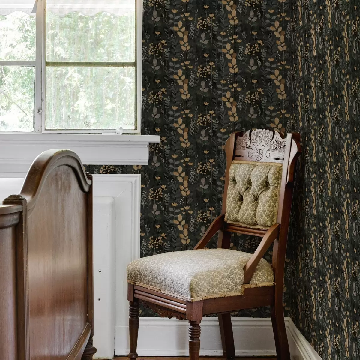 Bakgrund Blommigt mönster i grå och gula toner a00163