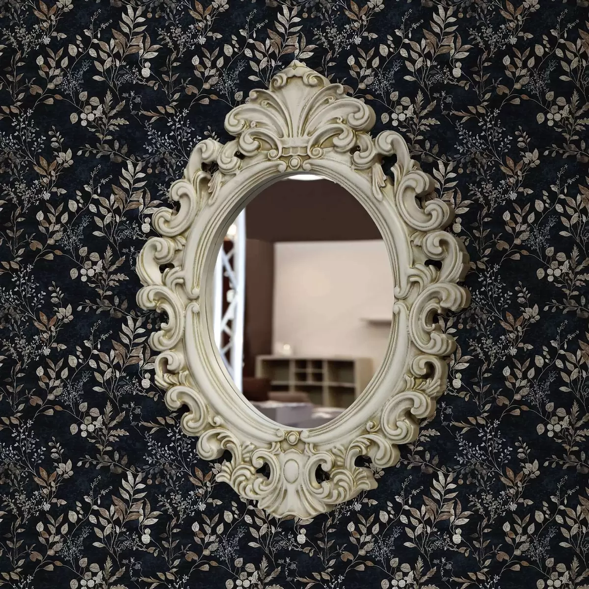 Bakgrund Klassiskt blommigt tryck i ljusa färger på mörk bakgrund a00166v2