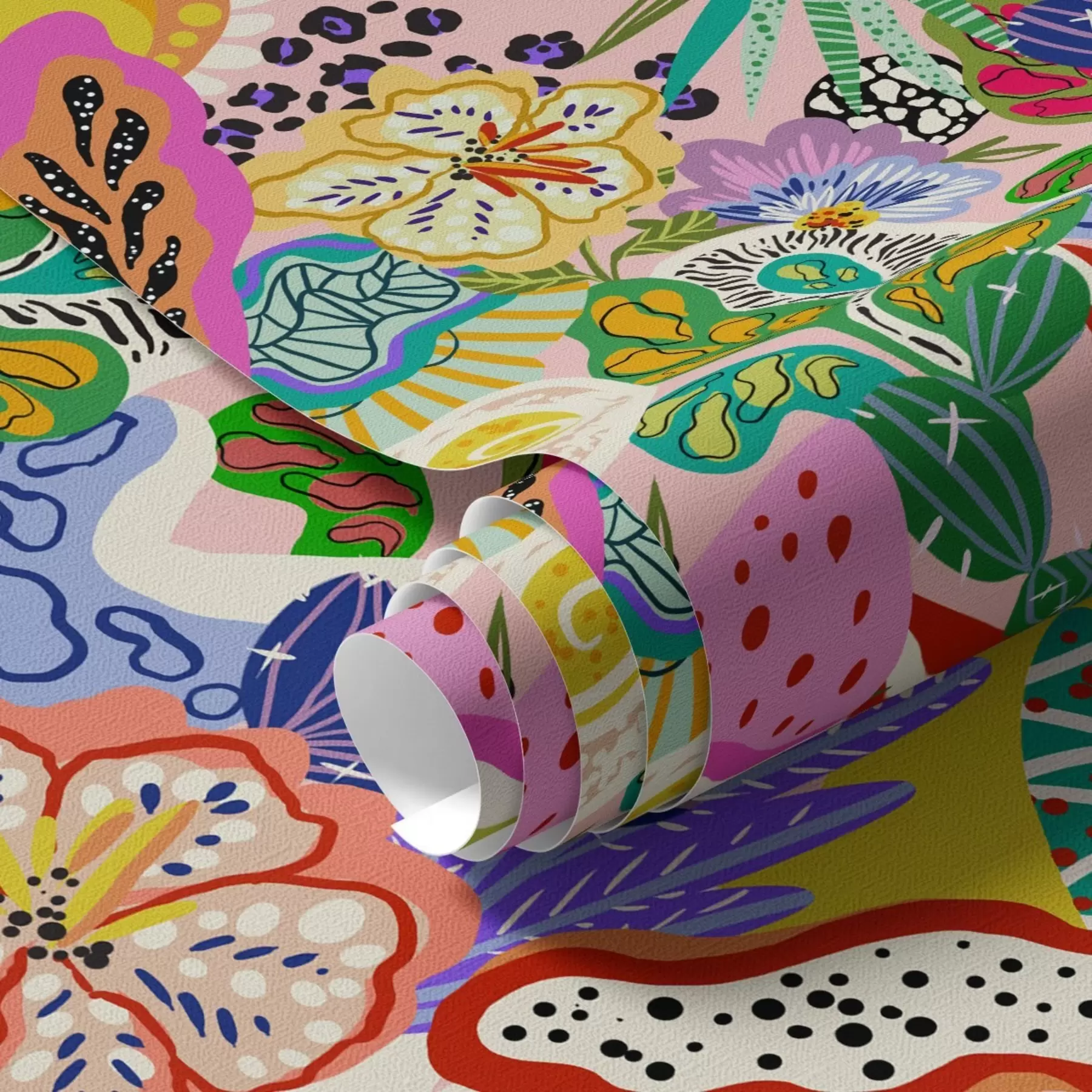 Fototapet Abstrakt blommönster i pop art-stil a00167