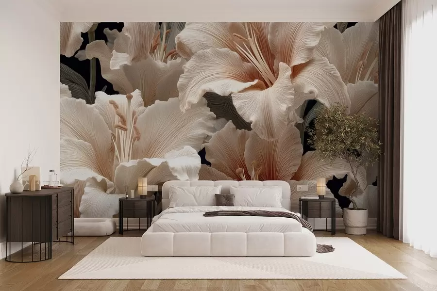 Fototapet Delikata beige liljor w09090