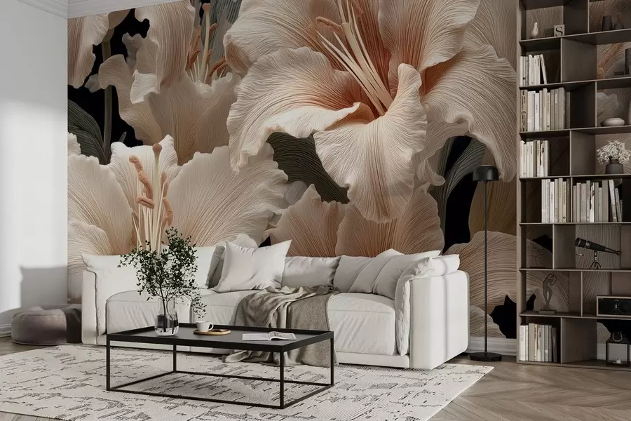 Fototapet Delikata beige liljor w09090