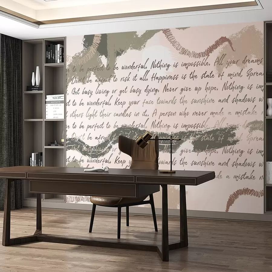 Fototapet Design med inspirerande citat, abstraktion, naturliga färger w03909