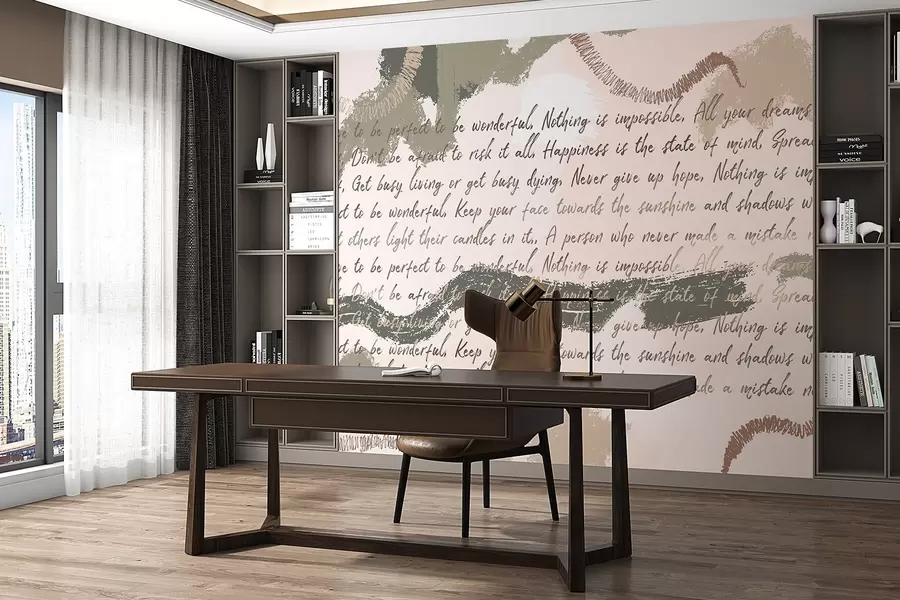 Fototapet Design med inspirerande citat, abstraktion, naturliga färger w03909