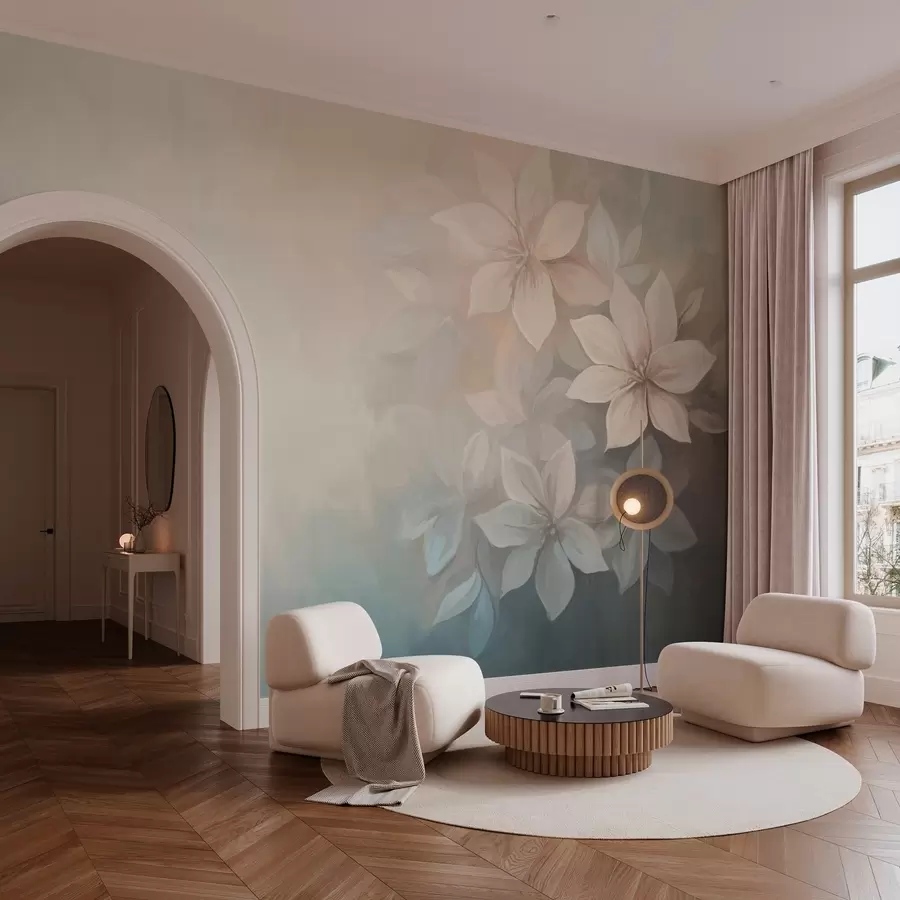 Fototapet eleganta blommor i stil med oljemålning  w03770