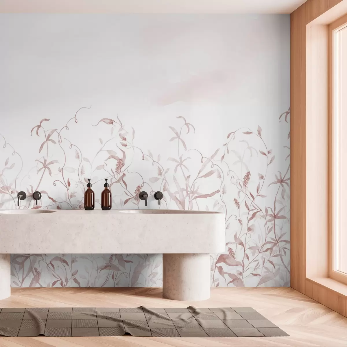 Fototapet Vegetation imitation av texturerad akvarell, nyanser av rött w03928