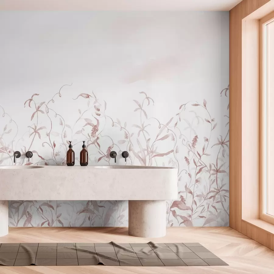 Fototapet Vegetation imitation av texturerad akvarell, nyanser av rött w03928